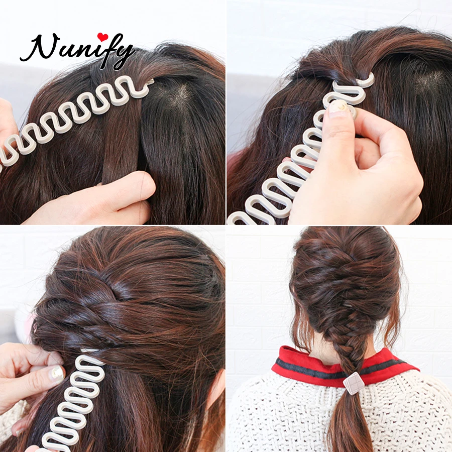 Nunify 1 peça diy ferramenta de trança de cabelo feminino meninas centopéia trança senhoras moda mágica torção de cabelo ferramenta de estilo de cabelo 3 cores