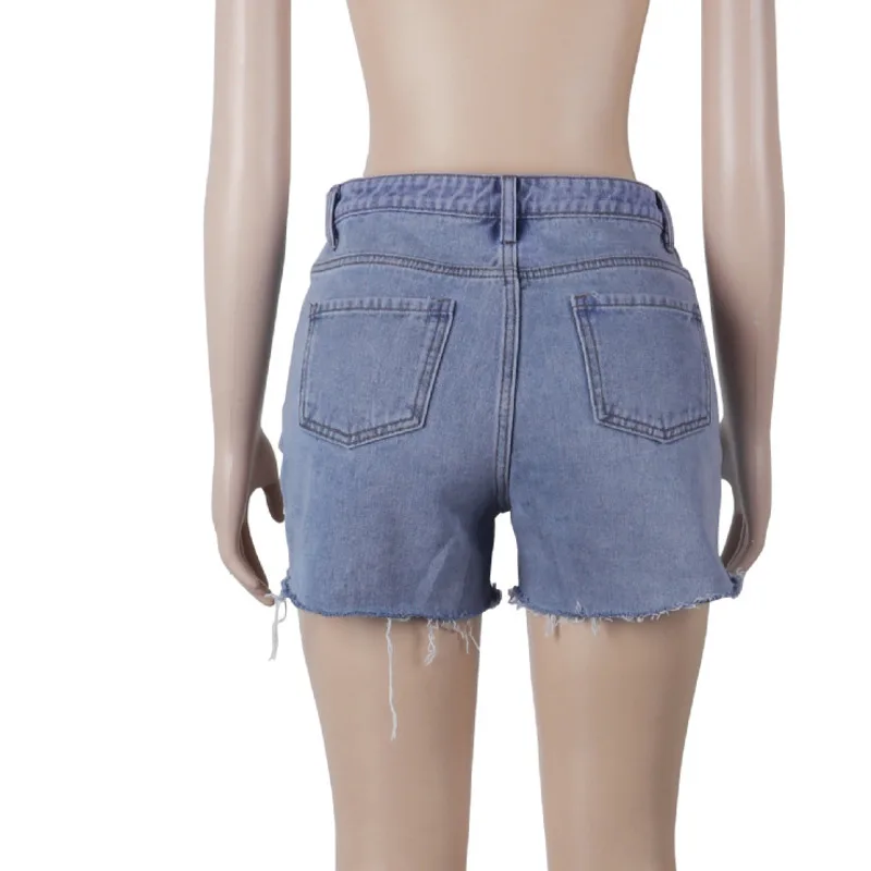 Solid Vrouwen Kleding Denim Shorts Uitsnede Taille Zomer Jeans Slanke Korte Broek Feminino Ripped Casual Broek