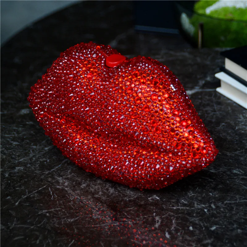 Luxury Red Lip Handmade Diamond Evening Bag For Women 2021 Wedding Bride Clutch Zero Wallet Cocktail Dinner Party Prom Handbag