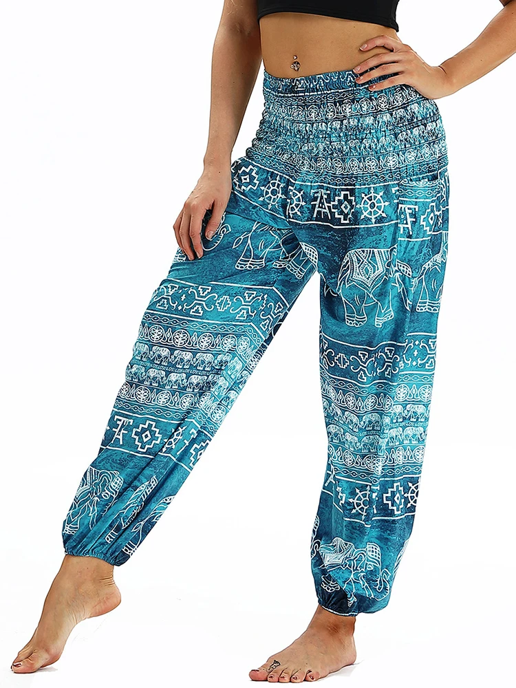 

Womens Palazzo Yoga Harem Pants,Boho Vintage Hippie Bohemian Pilate Trousers with 2Pockets.Loose Casual Beach Trousers