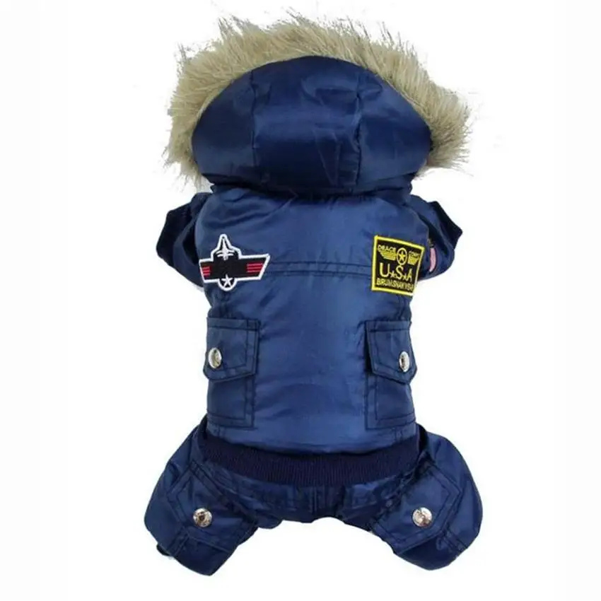 Mono impermeable con capucha para perro pequeño, abrigo de invierno de forro polar para Airman, traje de nieve para exteriores, para perro y gato