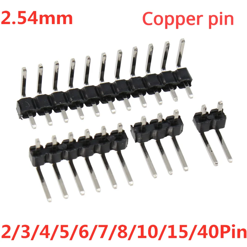 10 sztuk 2.54mm jednorzędowy kątowy płytka drukowana miedziany złącze pinowe męskie Pinheader 1*3/4/10/12/15/40Pin dla Arduino