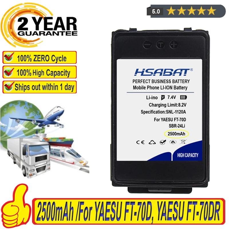 Top Brand 100% New 2500mAh SBR-24Li Battery for YAESU FT-70D, YAESU FT-70DR, YAESU FT-70DS Batteries