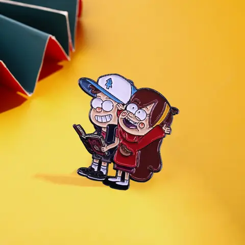 Mabel and Dipper Perler Sprites Pin Badge Cartoon Television Series Brooch