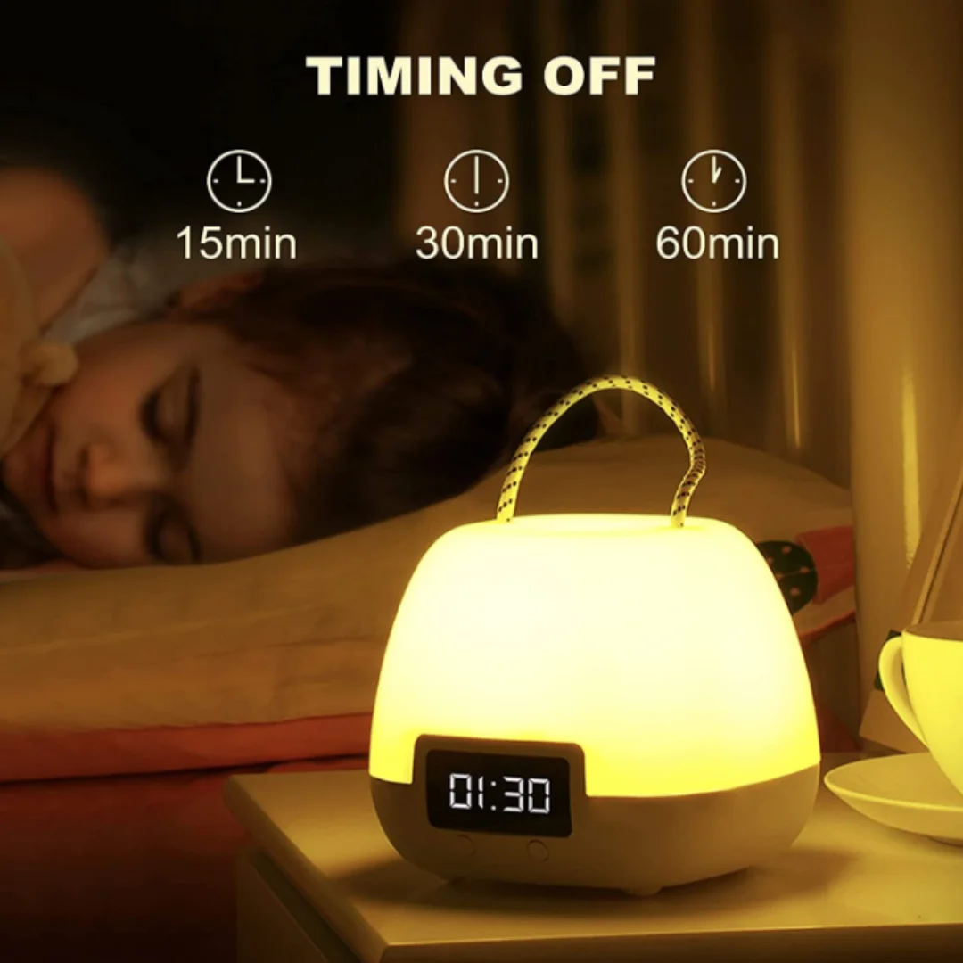 Rechargeable Night Light with Remote Control, Nursery Night Light, 3 Color Change, LED Clock Display, Kids and Adults