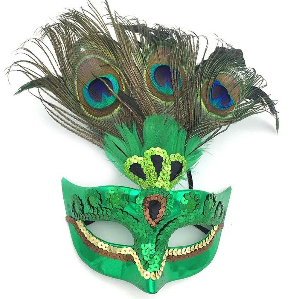

Classic Masquerade Half Face Mask for Mardi Gras Women Peacock Feathers Mask Venetian Masquerade Mask