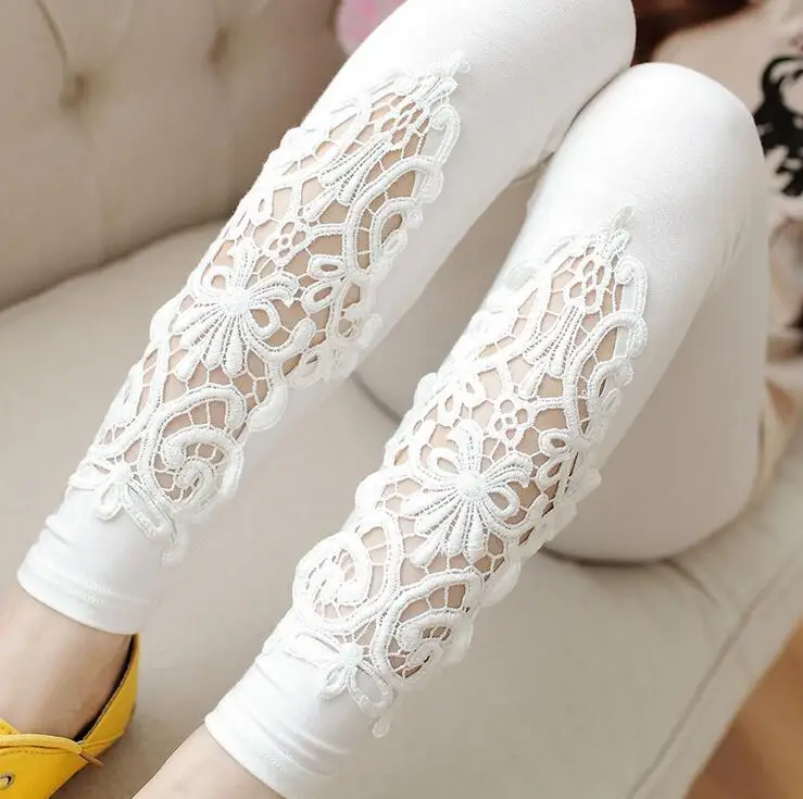 Leggings Feminino Workout Lace Crochet Modal Cotton Thin Large Size 7XL 6XL 5XL XS Legins Black Navy Pink Purple For Women