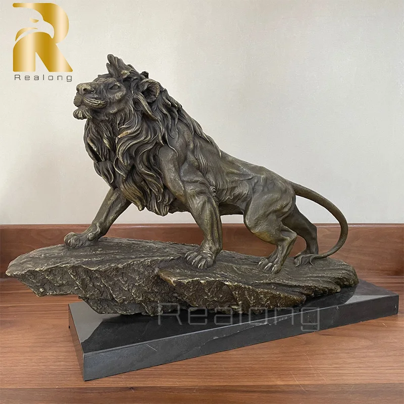 

Bronze Lion Statue Bronze Sculpture Of A Lion On A Rock Large Bronze Animal Art Figurine For Home Decor Ornament Gift Crafts