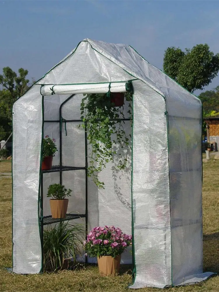 PVC Waterproof Greenhouse Cover Corrosion-resistant Plants Warmhouse Tier Household Plant Greenhouse Cover Without Iron Rack