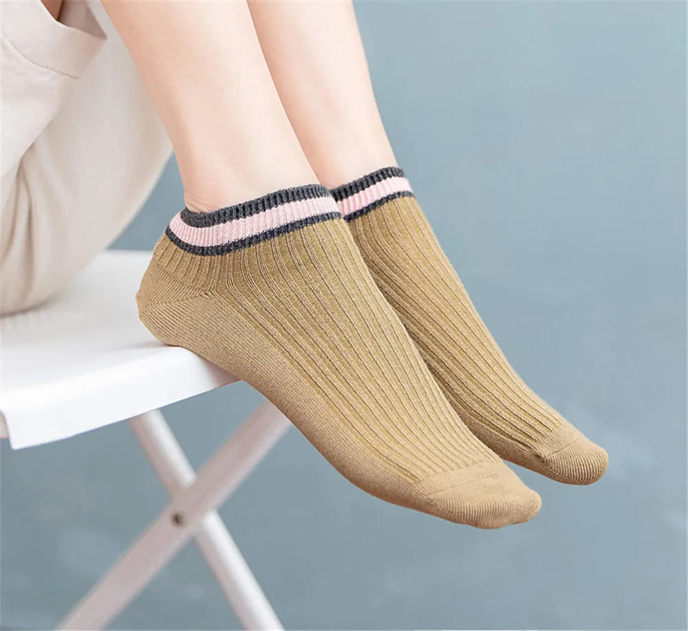 

korean style Stripes Cotton Ankle Socks Spring Summer Breathable School Hiphop Skate Short Harajuku Calcetines Sock