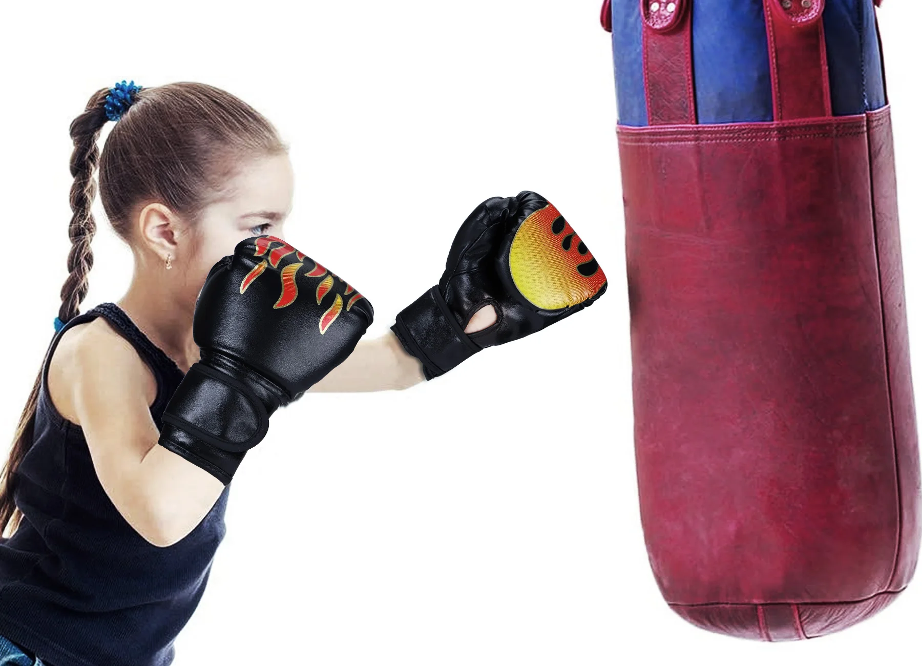 Kids Boxing Gloves Punching Training Sparring Comfortable Leather Adjustable Portable Fighting Mitts Hitting Sports Supplies