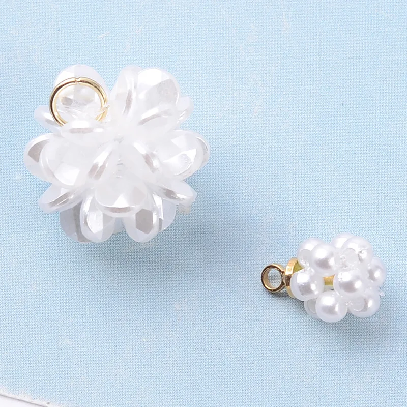 

50pcs Gold color New fashion Alloy Material Imitation Pearl Flower Beads charm for DIY Handmade Jewelry Making wholesale