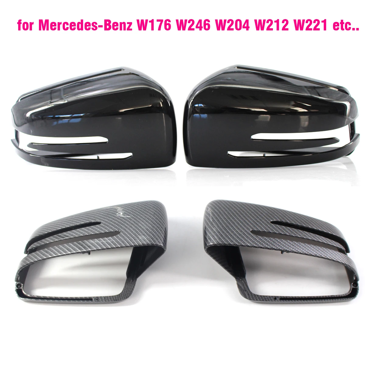 

Rearview Mirror Covers For Mercedes-Benz W204 E W212 W176 W246 CLS C218 GLA X156 ABS Carbon Fiber Gloss Black