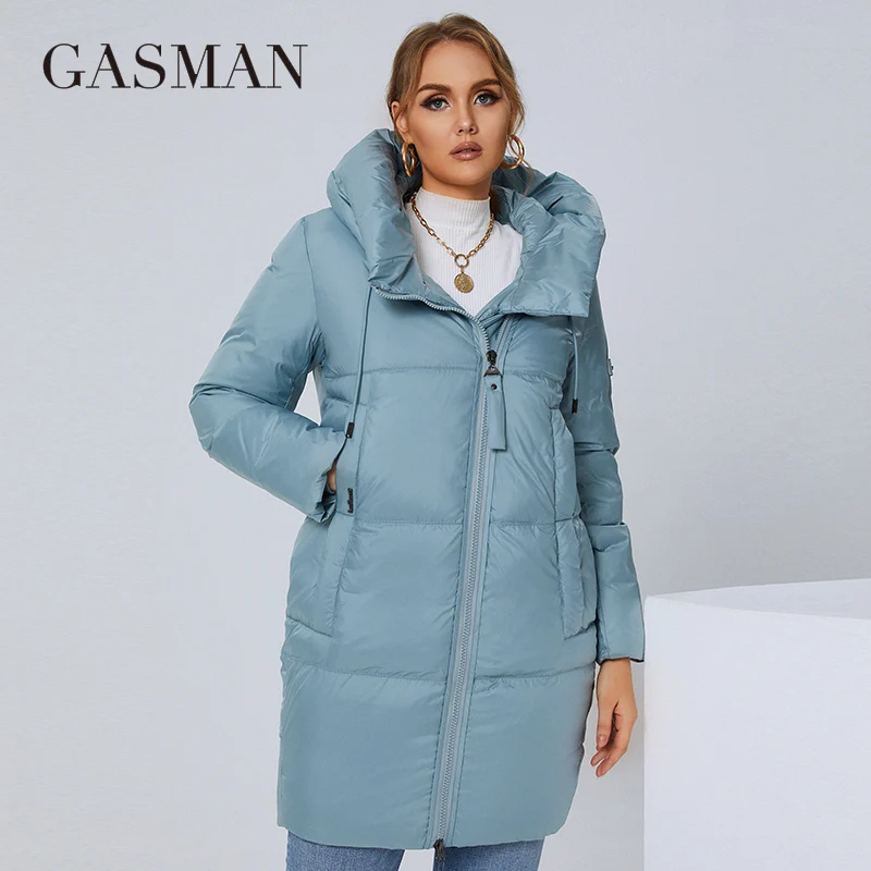 Gasman 2022 jaqueta feminina para baixo longo moda estilo clássico casaco feminino marca quente outwear engrossar inverno parkas 21183a