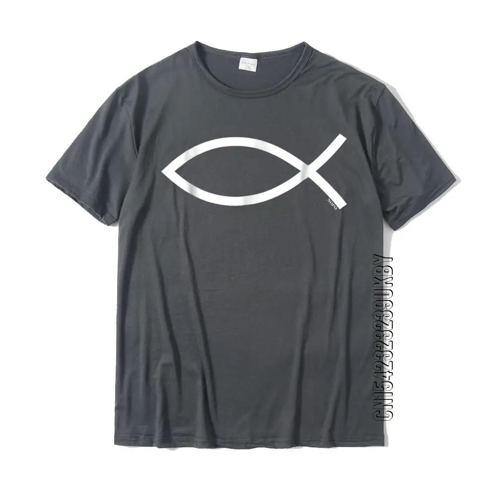 Ichthys Ichthus Christian Symbol Jesus Fish T-Shirt On Sale Design Top T-Shirts Cotton Men Tops Tees Simple