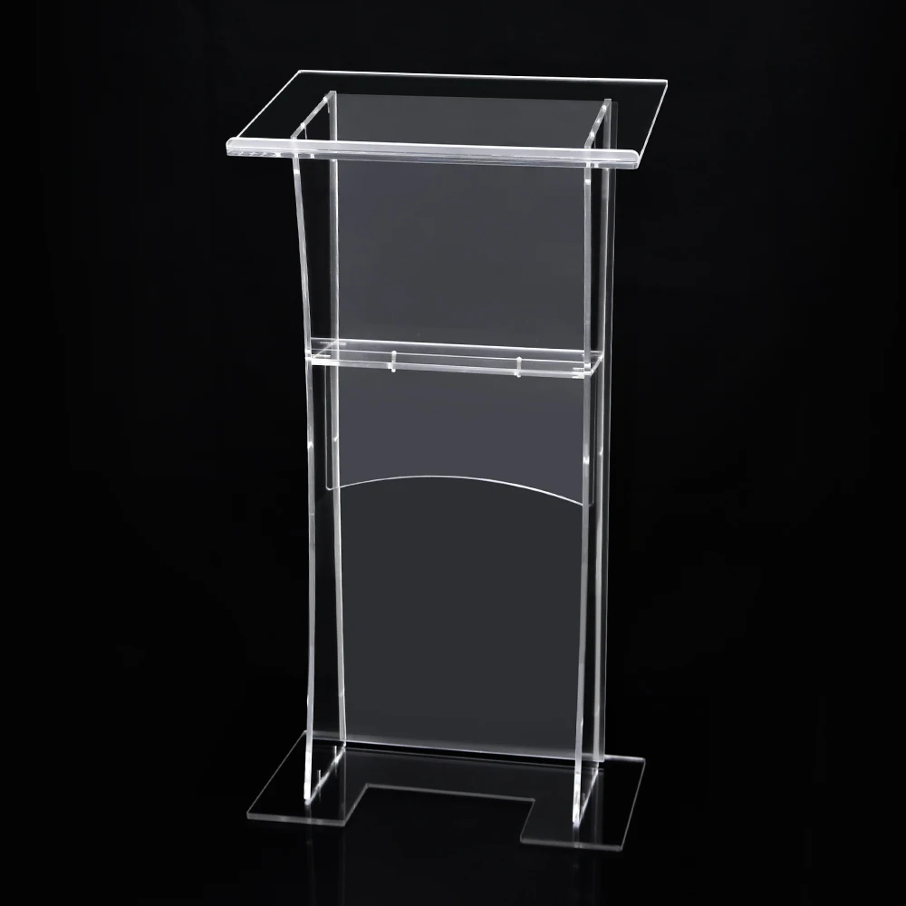 Acrylic Lectern Pulpits Podium Customized logo Modern Smart Plexiglass Pulpit School Church Podium Speaker\'s Stands with Shelf