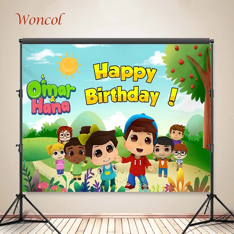 Woncol Omar&Hana Photography Backdrops Happy Birthday Photo Backgrounds Custom Decorative Banners Photo Booth Props