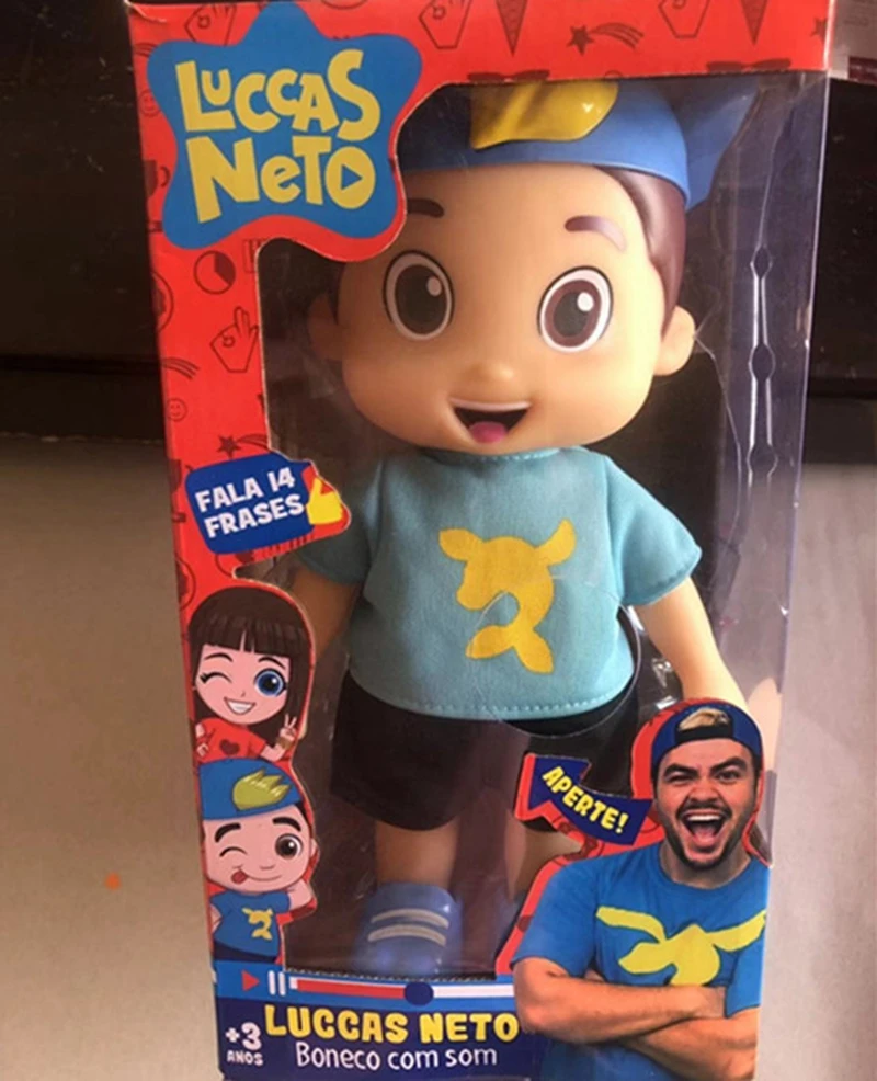 25cm Luccas Neto Vinyl Doll Brother Sister Gi Dolls Giovanna with Sound Collection Model Toys Kid Birhtday Christmas Gifts