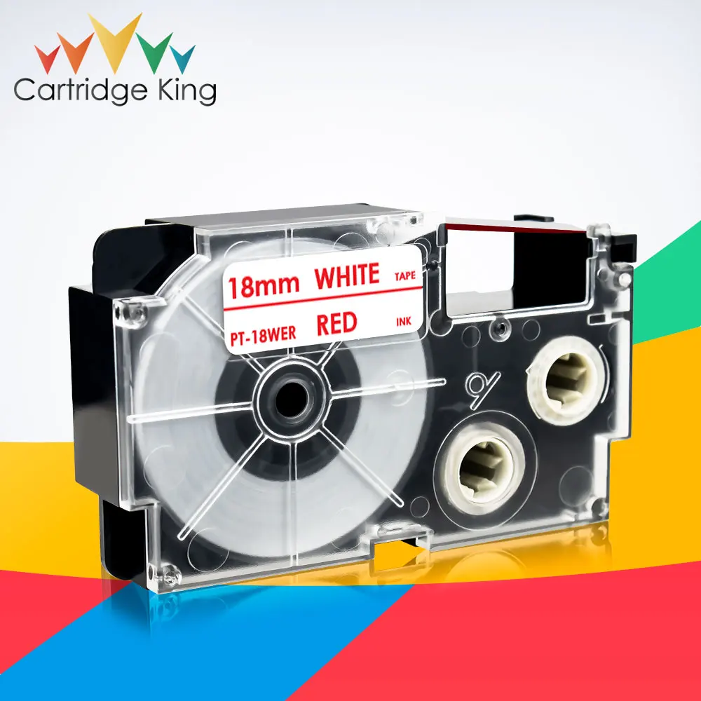 Label Tape 18mm XR-18WER Red on White Strong Adhesive Compatible Tapes for Casio KL-G2 KL-120 KL-130 KL-200 KL-7000 Typewriter