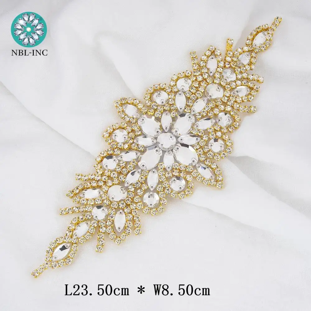 Cinturón de novia con diamantes de imitación, accesorio para vestido de novia, aplique de banda WDD0472, 1 unidad