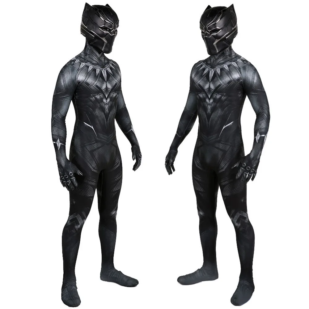 Schwarzer Panther Cosplay Kostüm Wakanda für immer Panther Superheld Spandex Zentai Halloween Kostüm Superheld für Erwachsene/Kinder