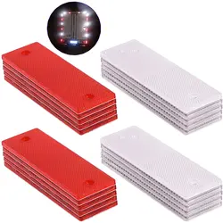 5Pcs Truck Trailer Rectangle Plastic Reflector Reflective Tape Adhesive Auto Safety Night Warning Plate Stickers Car Accessories