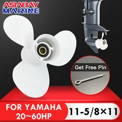 For Yamaha Outboard Propeller 11-5/8 x 11 ,3 Blade Aluminum Alloy Screw 13 Spline 663-45947-02 For 20 30 40 48 50 60 HP Engines