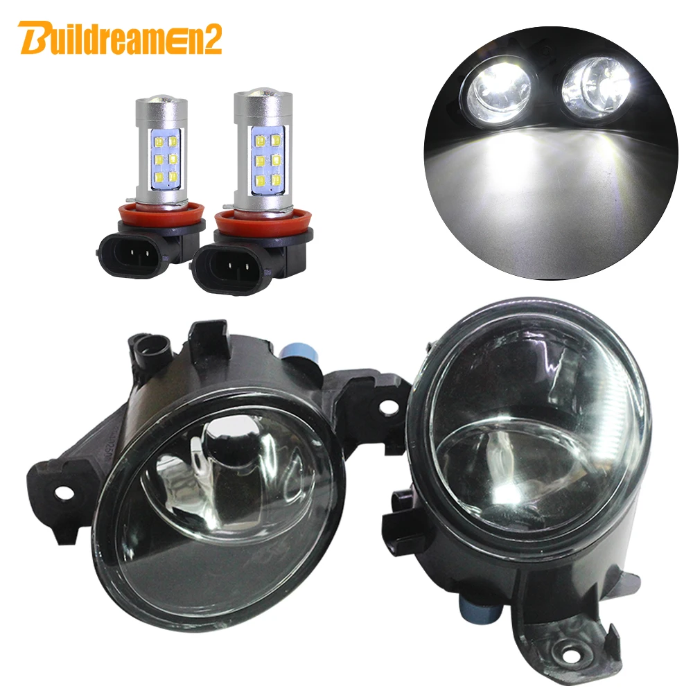 Conjunto de luz de nevoeiro led h11 carro direita + esquerda lâmpada nevoeiro drl branco 12v para nissan juke qashqai teana nv400 sentra micra ensolarado rogue
