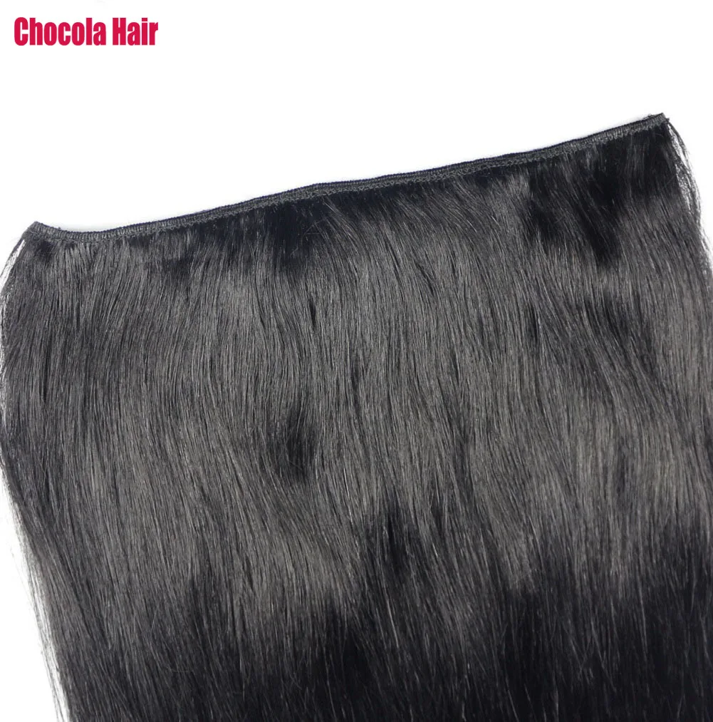 Chocala Brazilian Remy Hair Fish Wire Line in One Piece Set Halo Human Hair Extensions No Clip