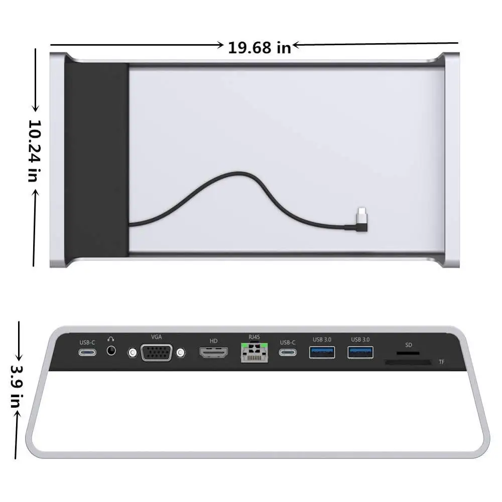Imagem -06 - Alumínio Monitor Stand Docking Station Usb c Hub 4k Hdmi Vga tf Card Carga sem Fio Laptop Office Game