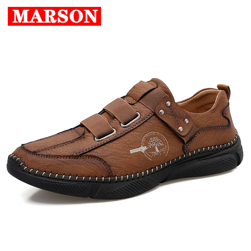 Men Handmade Casual Shoes Fashion Mens Zapatillas Hombre Leather Breathable Slip on Retro Driving Shoes Men Sneakers Plus Size