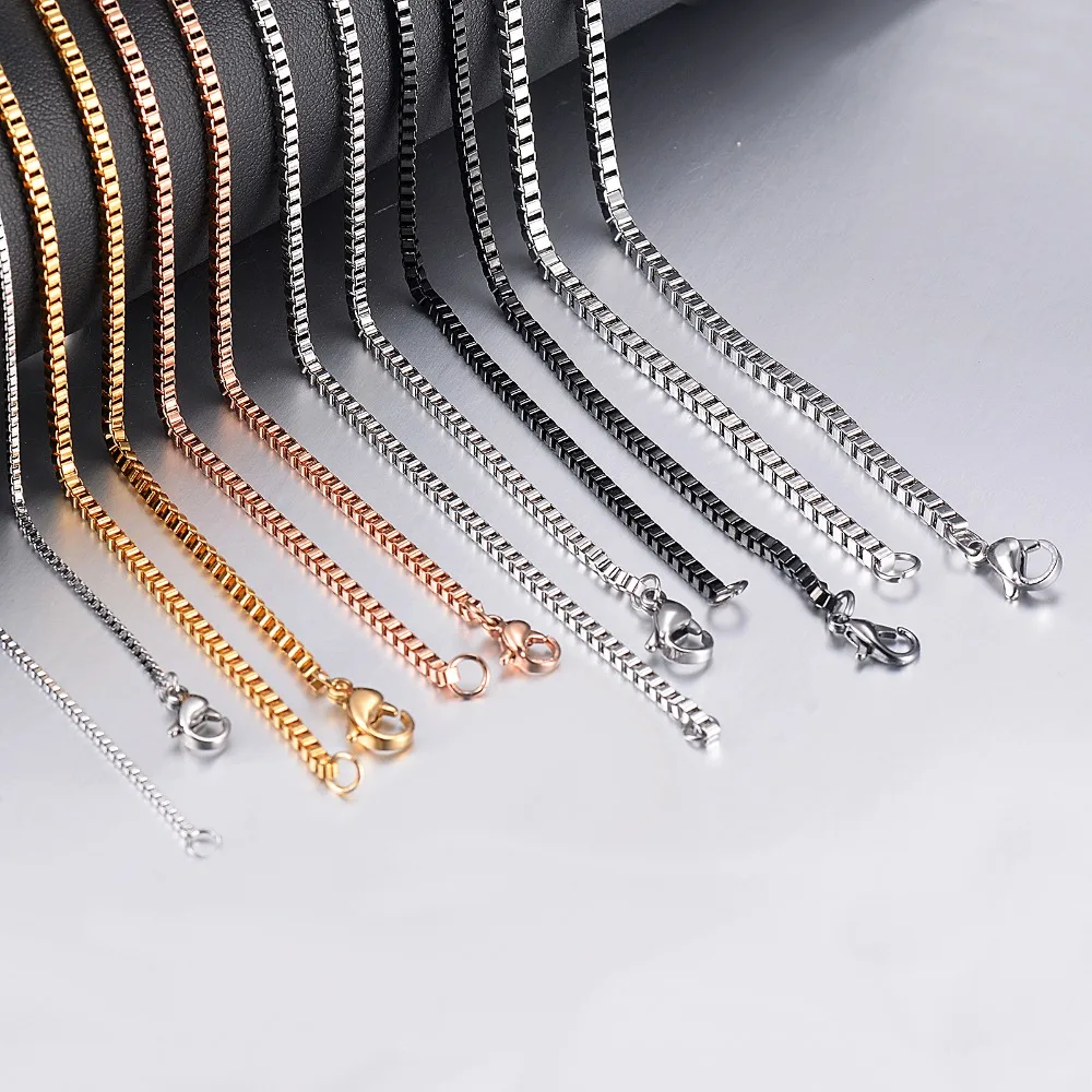 1 Stück Breite 1,5mm/2mm/2,5mm/3mm Edelstahl-Kastenkette Halskette DIY Schmuckherstellung für Männer und Frauen – Detail 2