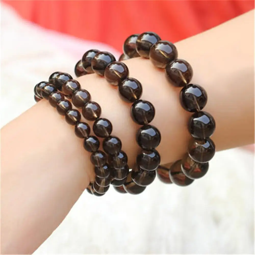 Natural Smoky Quartz Bracelet For Woman Man Gift Crystal Beads Stone Strands Jewelry AAAAA 6mm 8mm 10mm 12mm 14mm 16mm 18mm 20mm