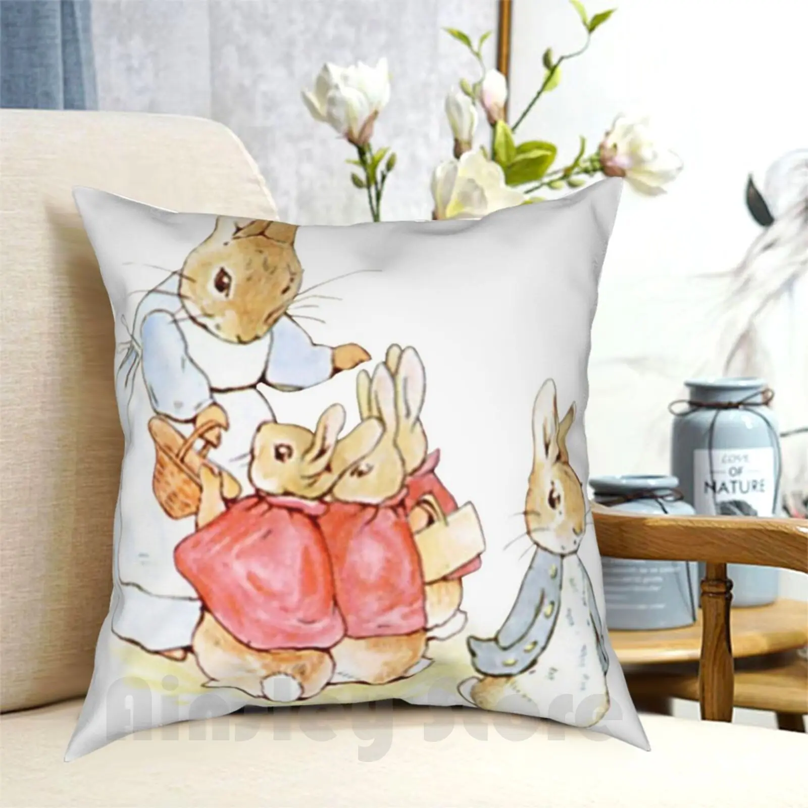 Pillow Case Printed Home Soft DIY Pillow cover Beatrix Potter Classic Words Vintage