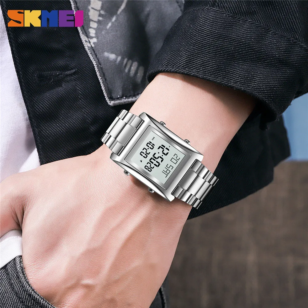 SKMEI-Relojes digitales con luz LED Para hombre, pulsera electrónica resistente al agua, Chrono Countdow