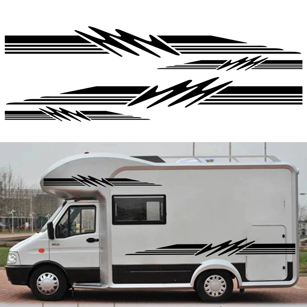 1 set striped caravan RV side door body stripe graphic sticker decal DIY camping trailer boat decoration vinyl car accessories