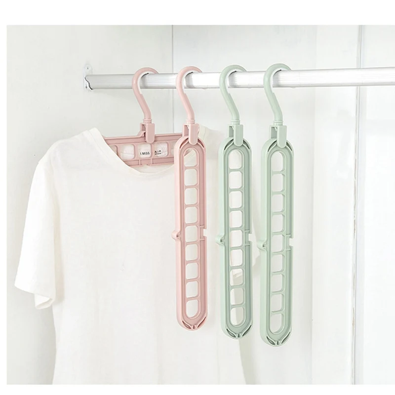 9 Holes Multi-fuction Wonder Closet Space Saver Organizer Hot Sale Rotatable Plain Colour Clothing Storage Magic Hanger