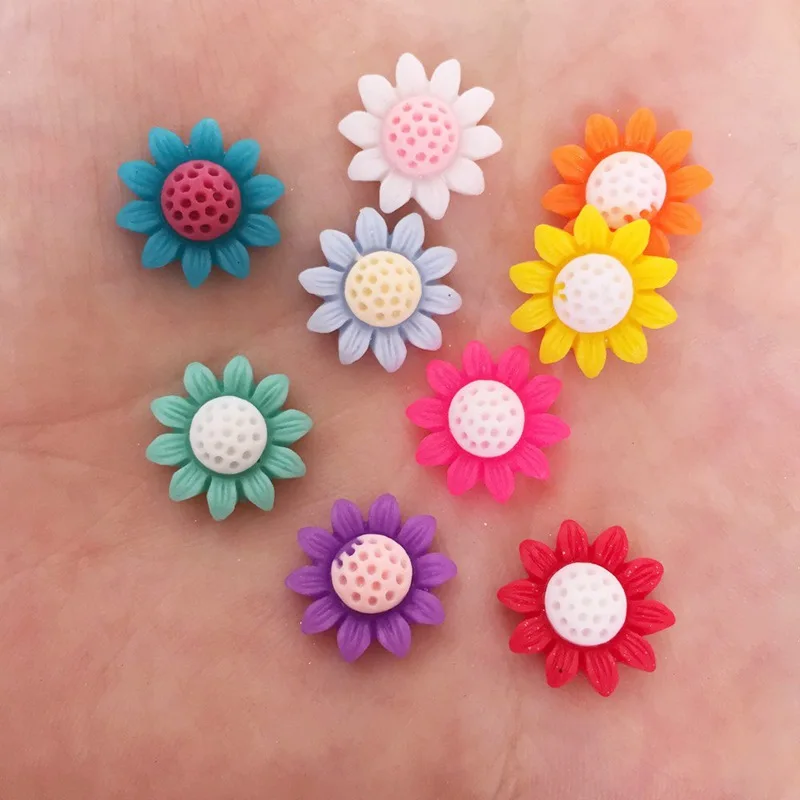 12mm Mix  Resin Kawaii Sunflower Flatback Cabochon stone 100pcs DIY Scrapbook Decor Home Figurines Craft