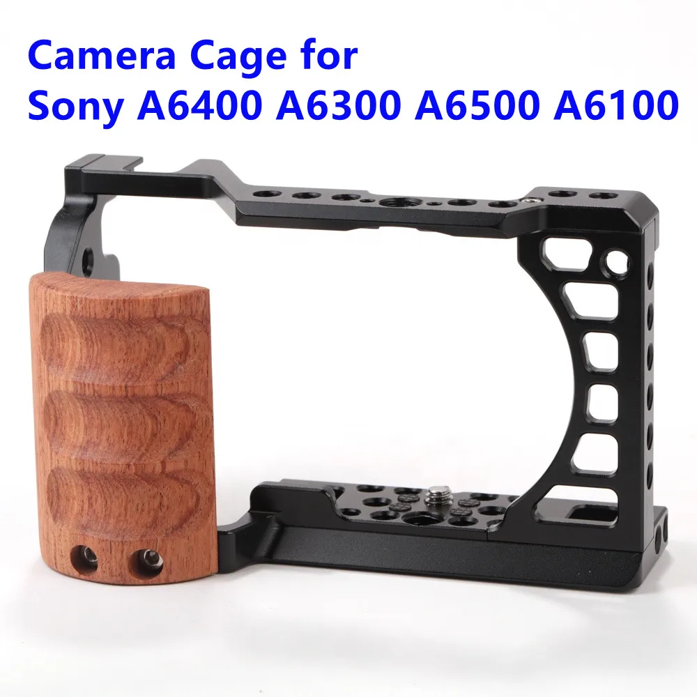 New camera cage sony a6400 Wooden Handle case Aluminum Alloy for DSLR A6400 A6300 A6500 A6100