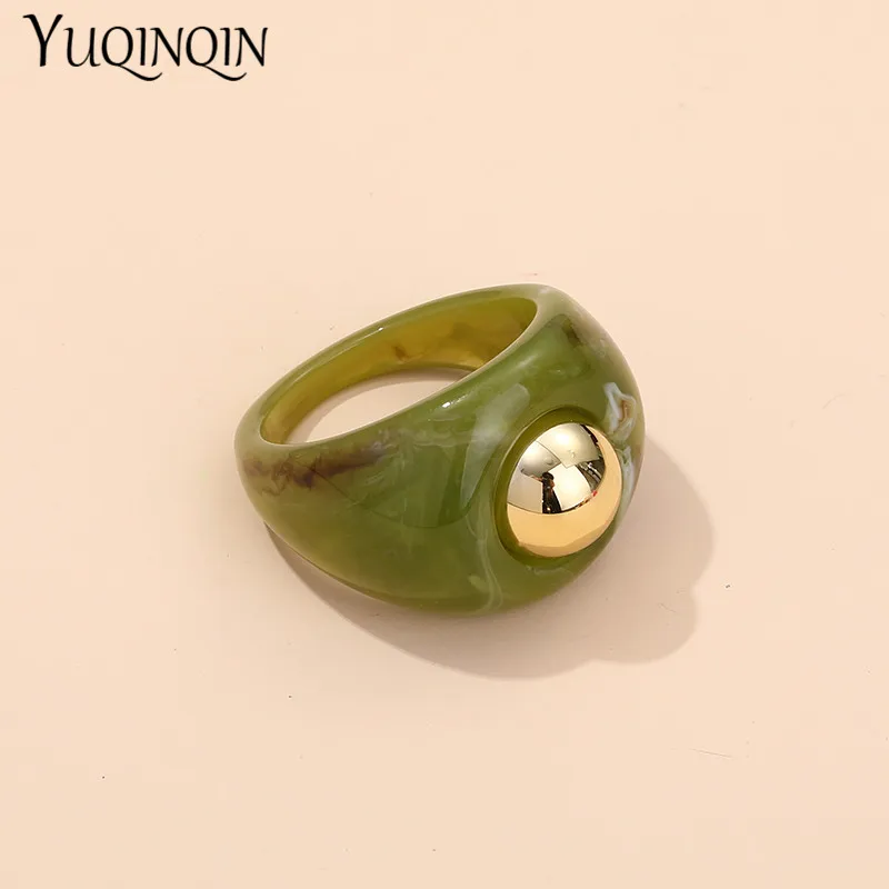 Fashion Big Acrylic  Rings Set for Women Minimalist Transparent Punk Finger Rings for Girls Vintage Accessories Designer Female