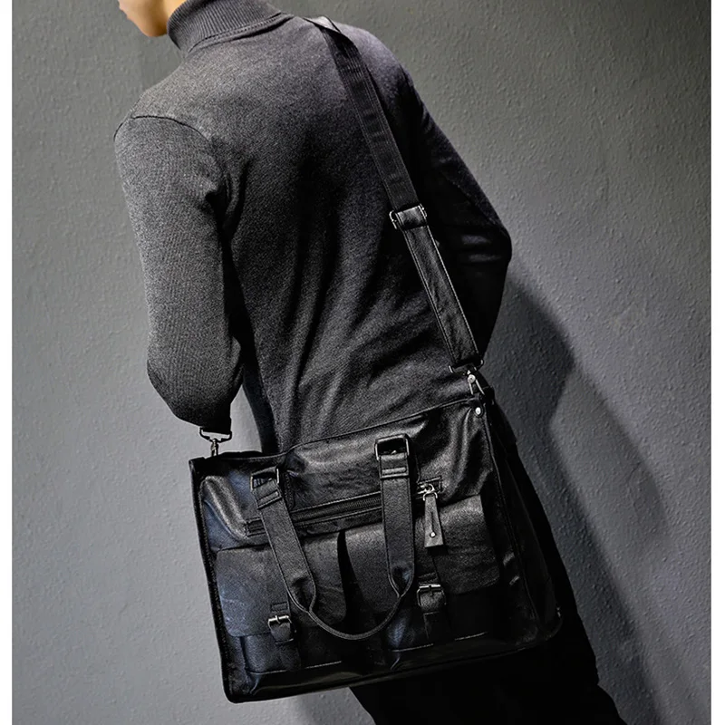 Imagem -02 - Bolsas de Ombro dos Homens Estilo Clássico Moda Casual Pasta Crossbody Bolsa Viagem Negócios Retro Grande Capacidade Bolsas Escritório