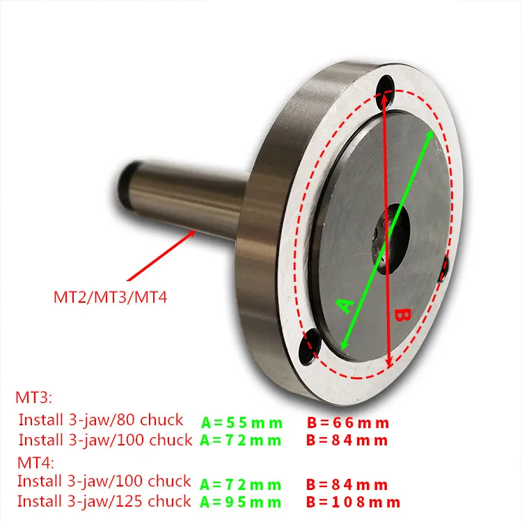 

80mm/100mm MT2 MT3 Three-jaw Chuck Connecting Plate Machine Lathe Tool