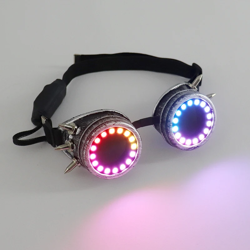 Pixel LED Glasses Rechargeable Rivet Glasses Kaleidoscope Lenses 366 Modes Colorful Lights Glowing Goggles