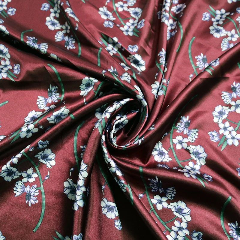 By Meter Blumen-Satin-Stoff, glänzend, weich, Schal, Hemd, Nachtwäsche, Material Charmeuse – Detail 5