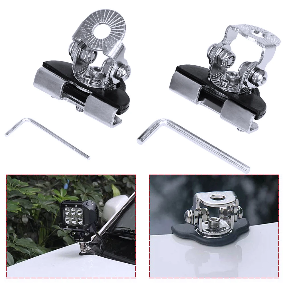 LED Work Light Mount Bracket Clamp Holder for Off Road SUV ATV 4WD Universal Pillar Hood Adjustable Mounting Brackets 2 Pcs