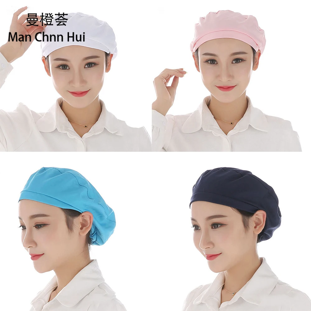 Blue Food caps net caps breathable sanitary dust cap men and women workshop canteen food hat chef hat breathable mesh design