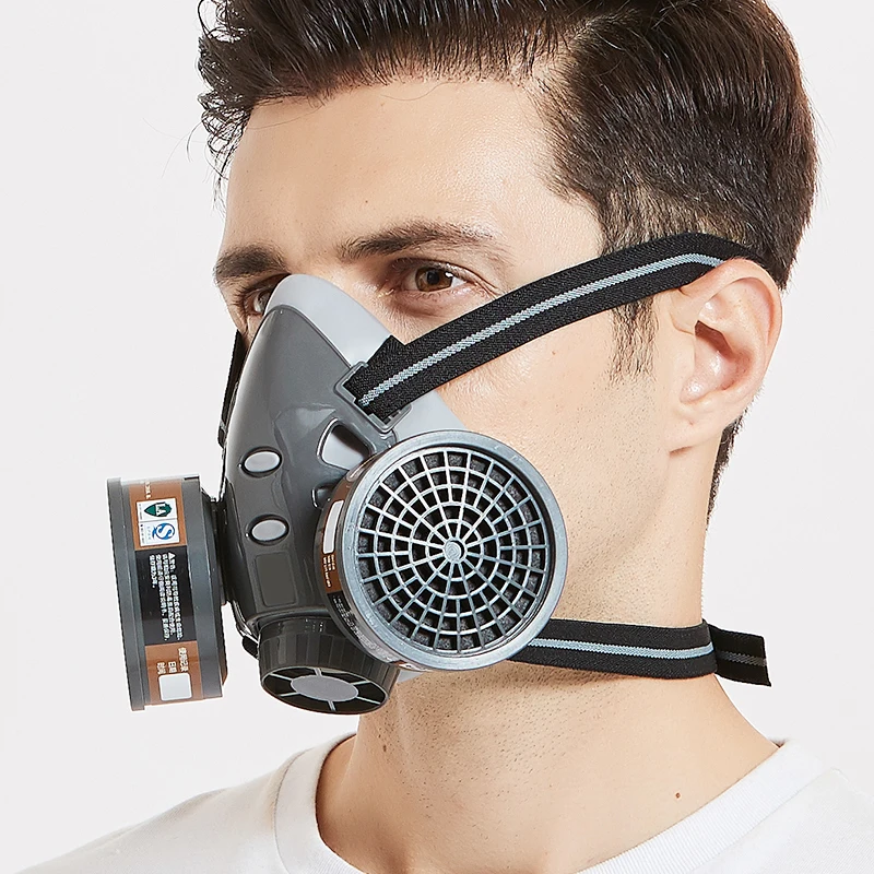 Nouveau masque de protection contre les gaz et la poussière avec lunettes de sécurité, respirateur chimique à double filtre pour pulvérisation de peinture, utilisation industrielle en usine