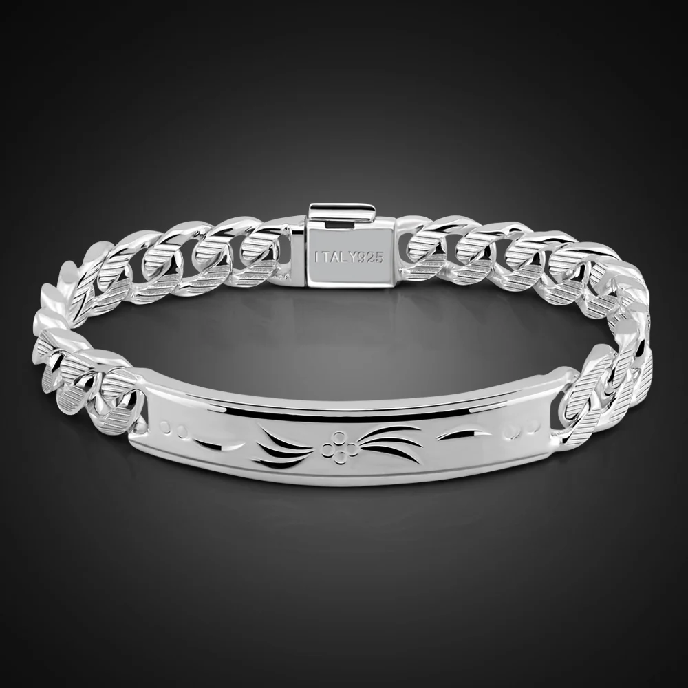 New Punk 2024 Popular Bracelet 925 Sterling Silver Curb Cuban Chain for Men Charm Hip Hop Bracelet Boys Gifts Fine Jewelry