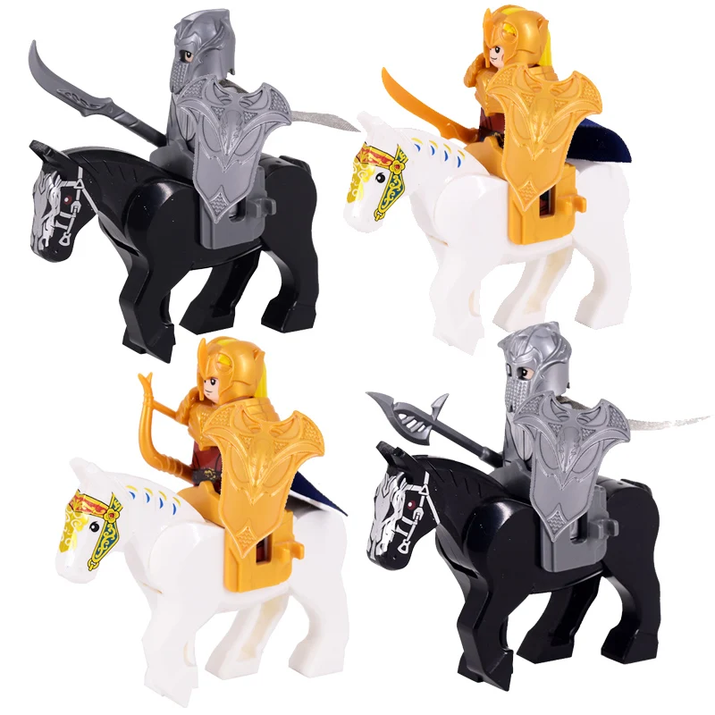 1PCS Medieval Knights mini Action Figures Building Blocks The Elves Soldier With War Horse Bricks Toys for Children XMAS Gifts