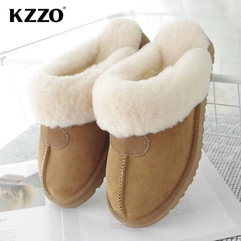 Fashion Natural Sheepskin Leather Slippers For Women Winter Warm Indoor Female Fur Slippers Top Quality Soft Wool Lady Home Shoe